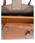 Perry Lederhandtasche mit drei karamellfarbenen Fächern - 19,5x24x10 cm