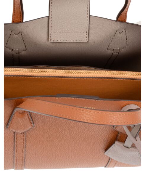 Perry Lederhandtasche mit drei karamellfarbenen Fächern - 19,5x24x10 cm