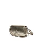 Sac bandoulière en Cuir métallisé Britten gris - 21x13x6 cm