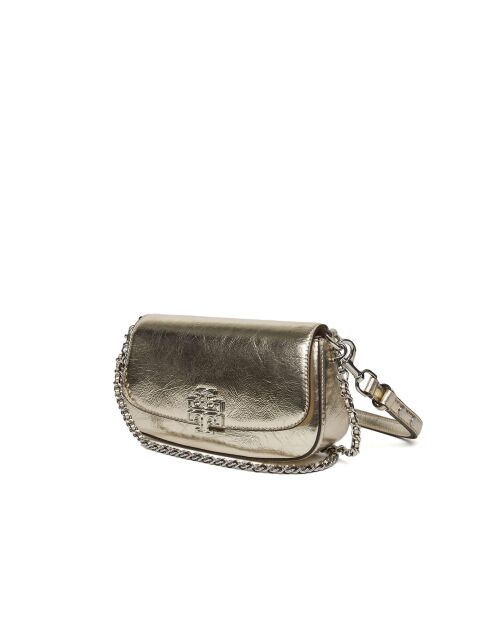 Borsa a tracolla in pelle metallizzata Britten grigia - 21x13x6 cm