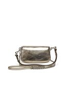 Sac bandoulière en Cuir métallisé Britten gris - 21x13x6 cm