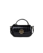 Zwarte Britten leren handtas - 19x11x5 cm