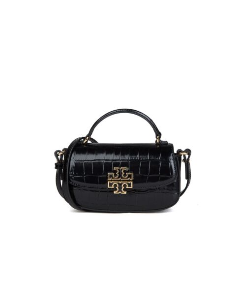 Zwarte Britten leren handtas - 19x11x5 cm