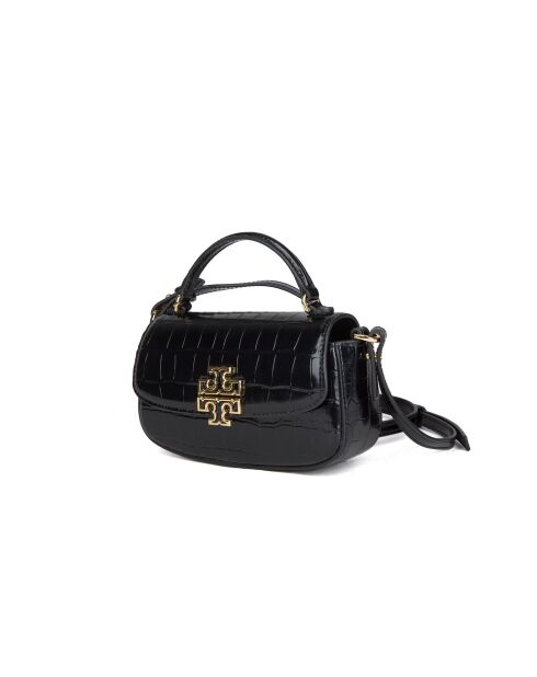 Zwarte Britten leren handtas - 19x11x5 cm