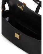 Zwarte Britten leren handtas - 19x11x5 cm