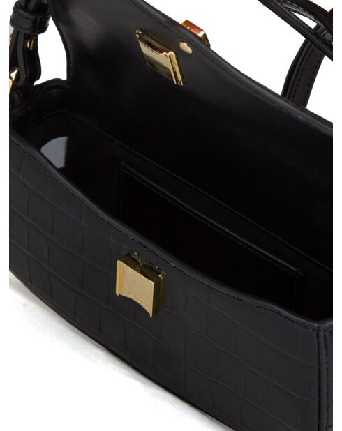 Zwarte Britten leren handtas - 19x11x5 cm