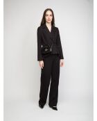 Zwarte Britten leren handtas - 19x11x5 cm