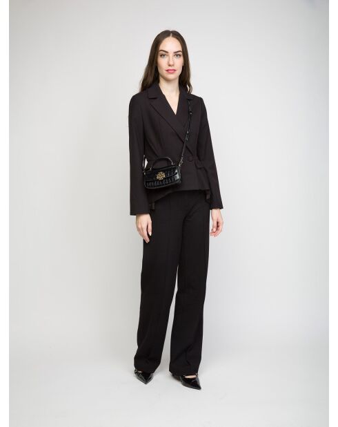 Zwarte Britten leren handtas - 19x11x5 cm