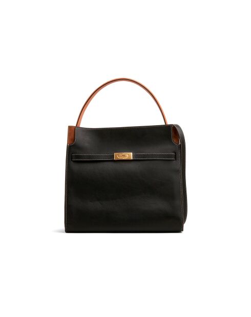 Lee Radziwill Lederhandtasche, 30 x 31,5 x 15,5 cm, Schwarz