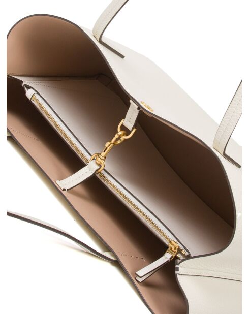 Sac cabas en Cuir Blake Center blanc cassé - 33x25x11 cm