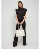 Sac cabas en Cuir Blake Center blanc cassé - 33x25x11 cm