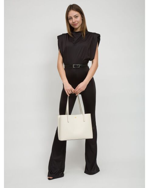 Sac cabas en Cuir Blake Center blanc cassé - 33x25x11 cm