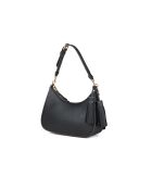 Thea zwarte leren schoudertas - 12x22,5x7 cm
