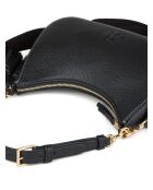 Thea zwarte leren schoudertas - 12x22,5x7 cm