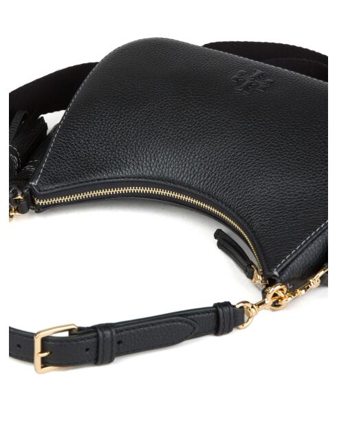 Thea schwarze Schultertasche aus Leder - 12x22,5x7 cm