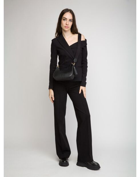 Thea schwarze Schultertasche aus Leder - 12x22,5x7 cm