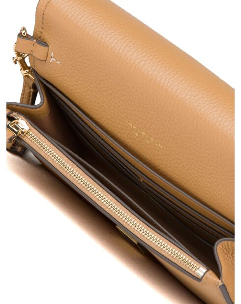 Thea Schultertasche aus hellbeigem Leder, 19,4 x 10,8 x 2,5 cm