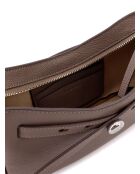 Sac bandoulière en Cuir Romy beige - 13x20x5 cm