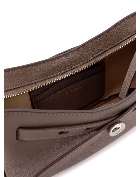 Bolso de hombro Romy de piel beige - 13x20x5 cm