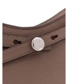 Sac bandoulière en Cuir Romy beige - 13x20x5 cm