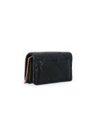 Kira Diamond schwarze Schultertasche aus gestepptem Leder - 20x12x5 cm