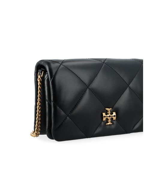 Kira Diamond schwarze Schultertasche aus gestepptem Leder - 20x12x5 cm