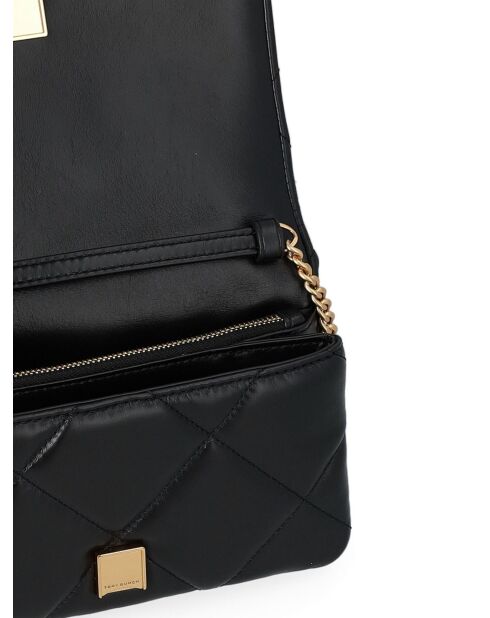 Kira Diamond schwarze Schultertasche aus gestepptem Leder - 20x12x5 cm