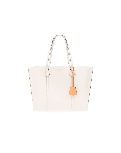 Sac cabas en Cuir Perry à trois compartiments blanc cassé - 29x36x13.4 cm