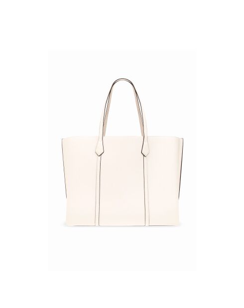 Sac cabas en Cuir Perry à trois compartiments blanc cassé - 29x36x13.4 cm