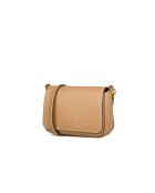 Thea hellbeige Schultertasche aus Leder - 24x15x9 cm