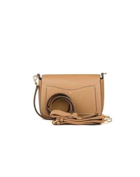 Thea hellbeige Schultertasche aus Leder - 24x15x9 cm