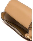 Thea hellbeige Schultertasche aus Leder - 24x15x9 cm