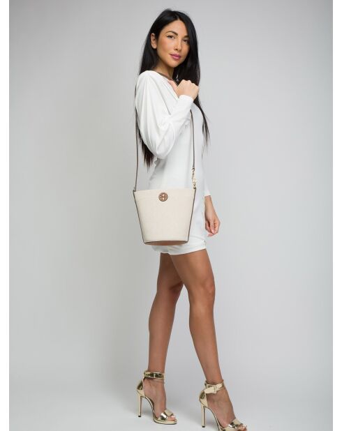 Blake leren emmertas beige/bruin - 25x20,5x13 cm