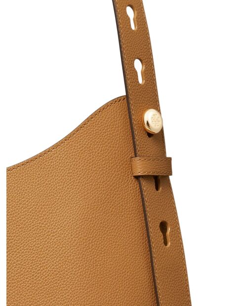 Hobo-Schultertasche Romy aus hellbeigem Leder - 37x30x12,5 cm