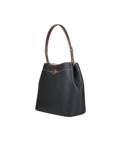 Bandolera Felix de piel negra - 28x15x28 cm