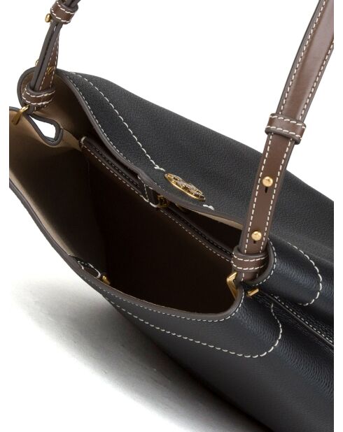 Bandolera Felix de piel negra - 28x15x28 cm