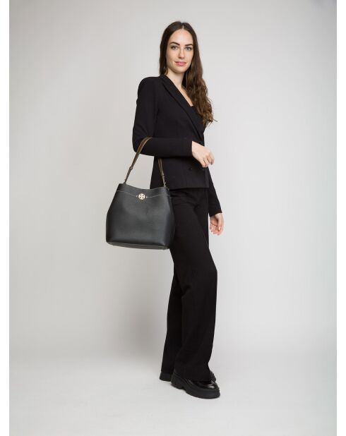 Bandolera Felix de piel negra - 28x15x28 cm