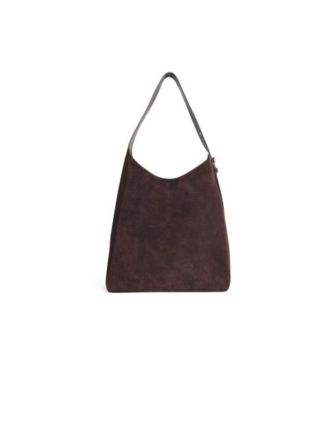 Bandolera Hobo de gamuza marrón oscuro Romy - 30x37x12,5 cm