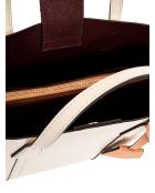 Perry Lederhandtasche mit drei Fächern elfenbeinfarben - 19,5x24x10 cm