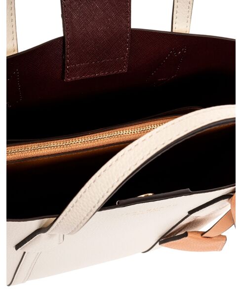 Perry Lederhandtasche mit drei Fächern elfenbeinfarben - 19,5x24x10 cm