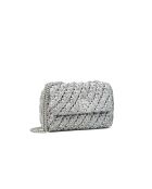 Schultertasche Kira aus Leder in Silber, 22,5 x 14 x 8 cm