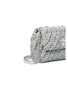 Schultertasche Kira aus Leder in Silber, 22,5 x 14 x 8 cm