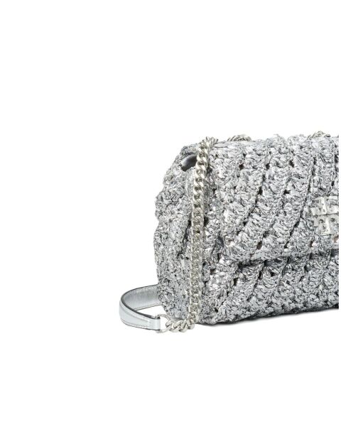 Zilveren Kira leren schoudertas - 22,5x14x8 cm