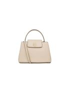 Crèmewitte Britten leren handtas - 30x23x13cm