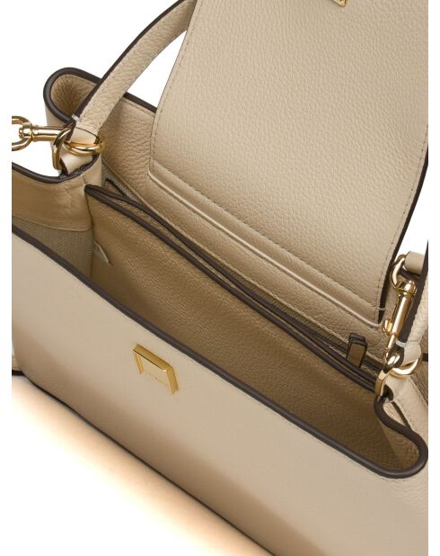 Crèmewitte Britten leren handtas - 30x23x13cm