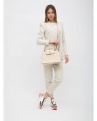 Crèmewitte Britten leren handtas - 30x23x13cm