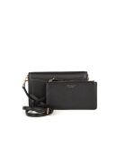 Cartera de hombro Thea de piel negra - 19,4x10,8x2,5 cm