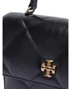 Black Kira Diamond Handtasche aus gestepptem Leder, 17,5 x 11,5 x 5,5 cm