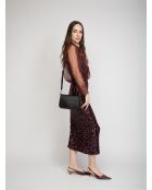 Thea zwarte leren schoudertas met klep - 24x15x9 cm