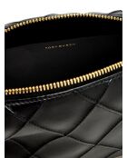 Fleming schwarze Schultertasche aus gestepptem Leder - 12x19x7 cm